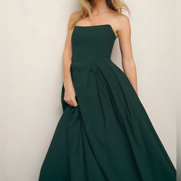 NWT Reformation Tylynn Strapless Dress in Forest Green | Size 2 - Picture 6 of 12